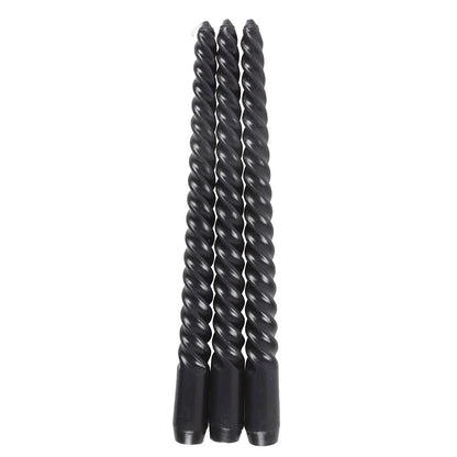Set of 3 Dark Romance Twist Taper Candles