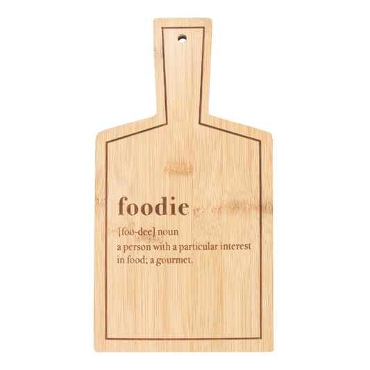 Bamboo Serving Board With a 'Foodie' Meaning. (H26.5 cm)