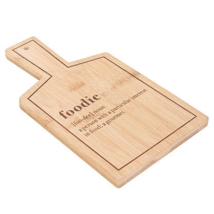 Bamboo Serving Board With a 'Foodie' Meaning. (H26.5 cm)