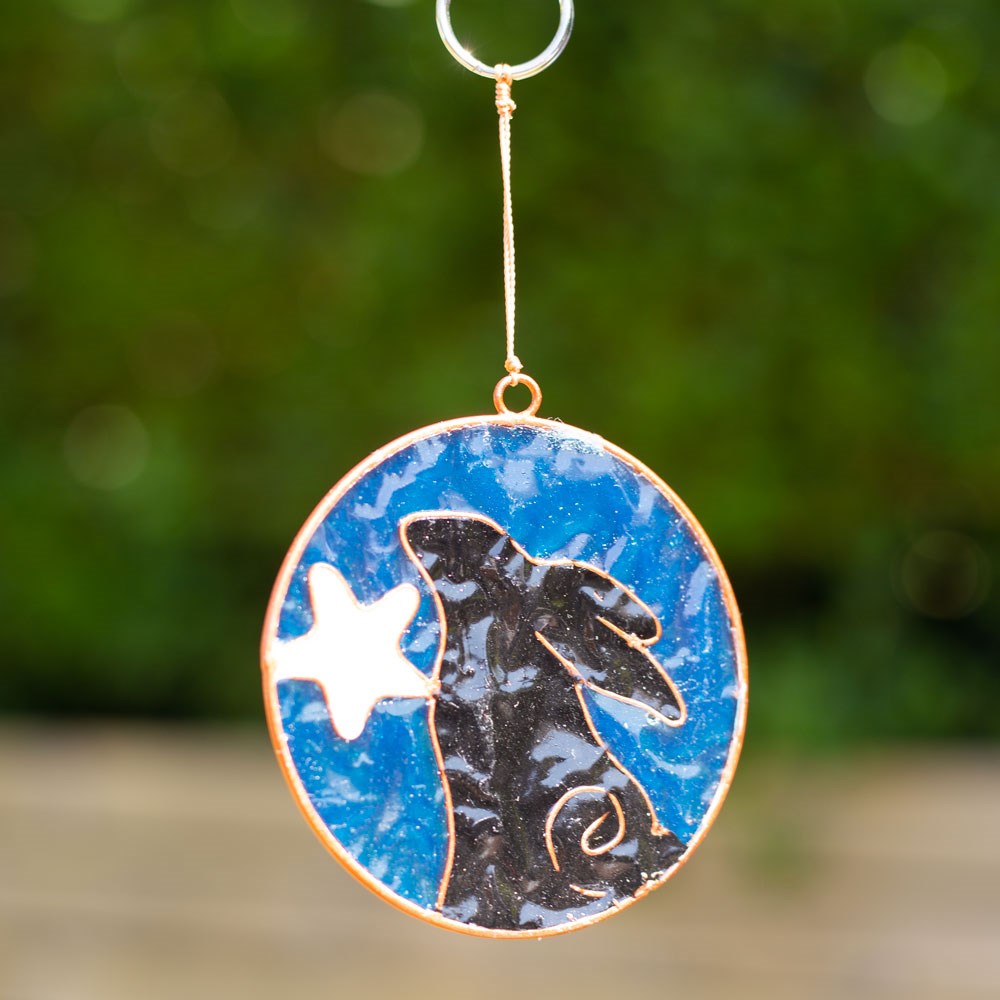 Moon Gazing Hare with Moon Suncatcher