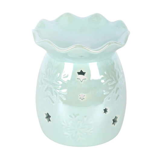 Iridescent Blue Snowflake Oil Burner and Wax Warmer