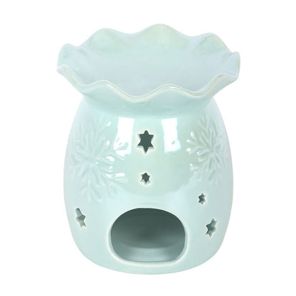 Iridescent Blue Snowflake Oil Burner and Wax Warmer