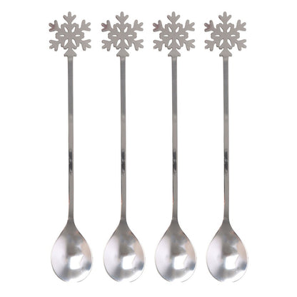 Set of 4 Metal Snowflake Spoons