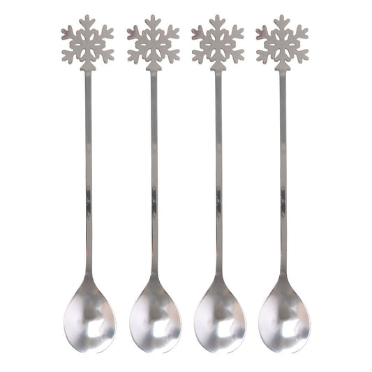 Set of 4 Metal Snowflake Spoons