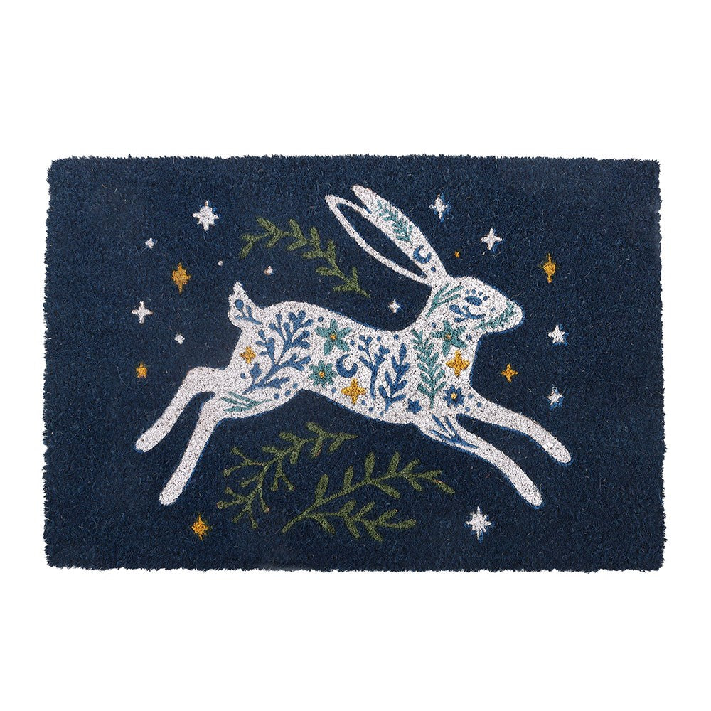 Blue Leaping Hare Doormat