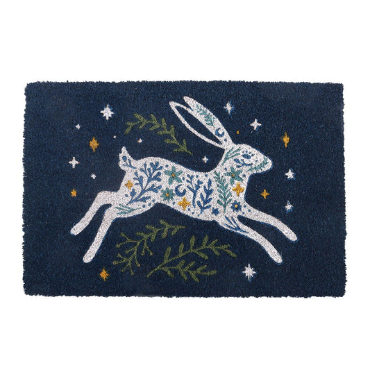 Blue Leaping Hare Doormat