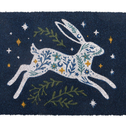 Blue Leaping Hare Doormat