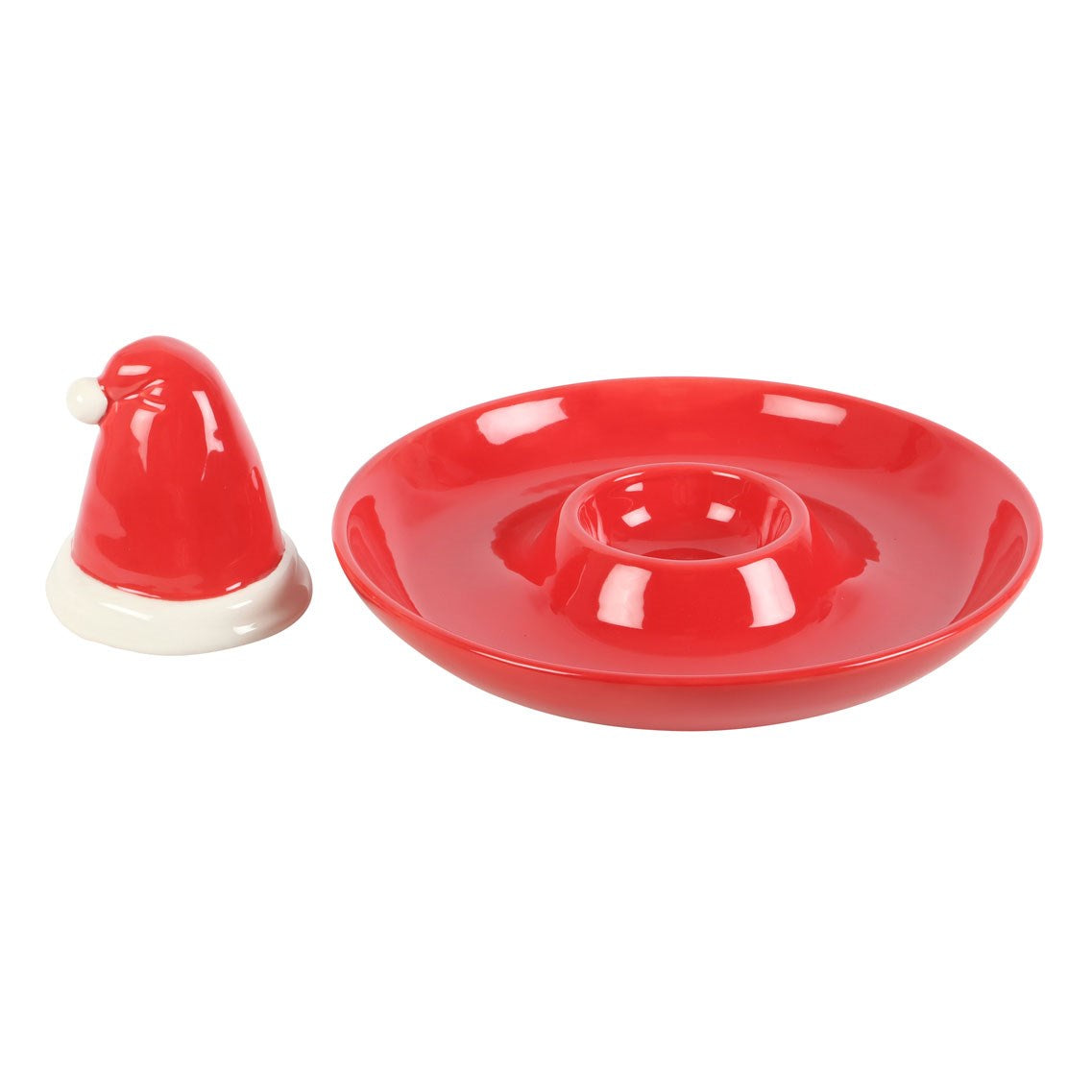 Red Santa Hat Chip and Dip Serving Dish