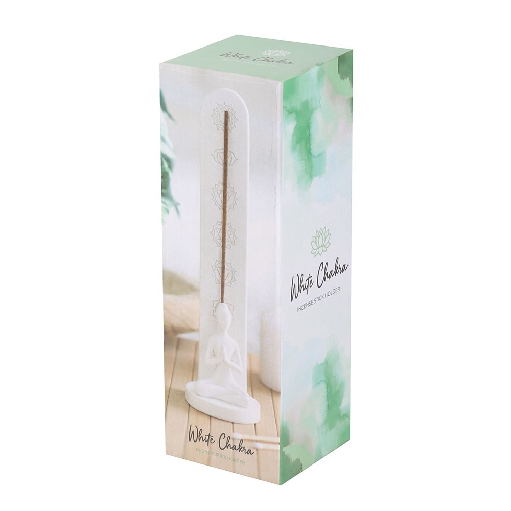White Chakra and Yoga Pose Incense Stick Holder