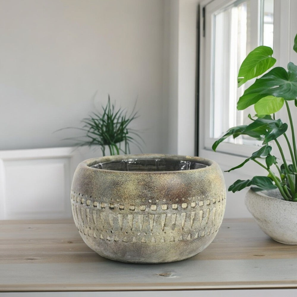 Aztec Cement Bowl Planter (16cm)