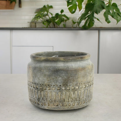 Aztec Cement Jar Planter (16cm)