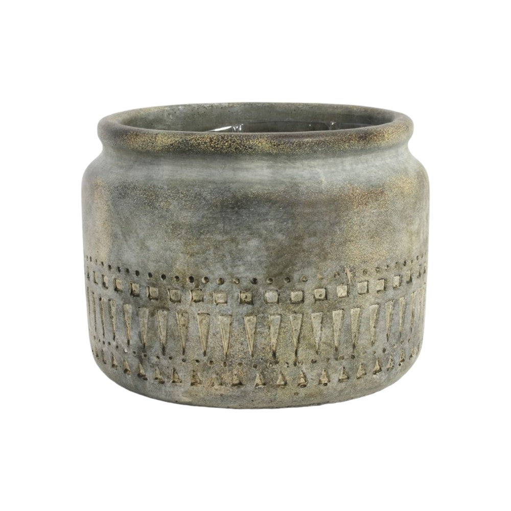 Aztec Cement Jar Planter (16cm)