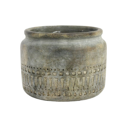 Aztec Cement Jar Planter (19.5cm)