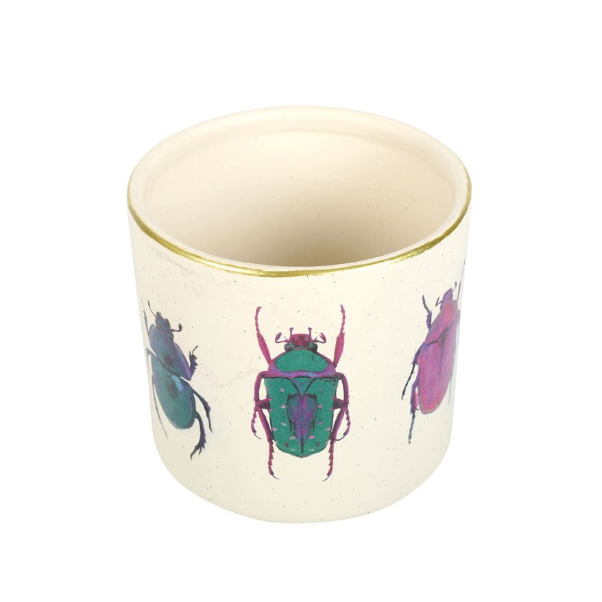 Beetle Print Ceramic Plant Pot