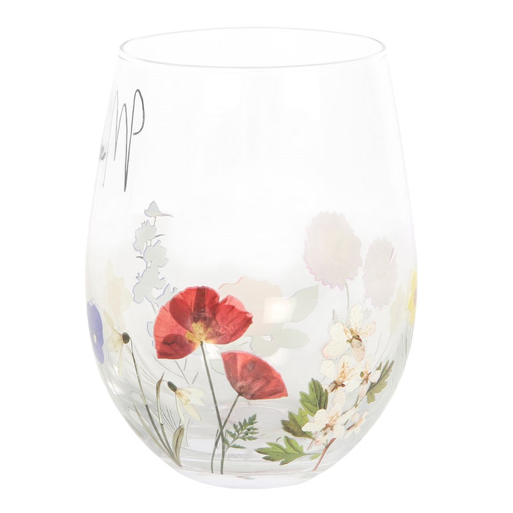 Mum Wildflower Stemless Wine Glass