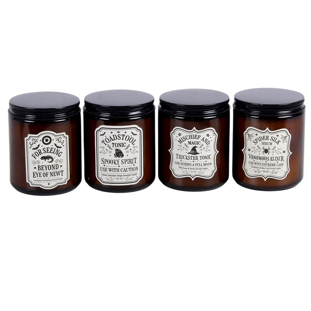 Set of 4 Witch's Apothecary Amber Jar Candles