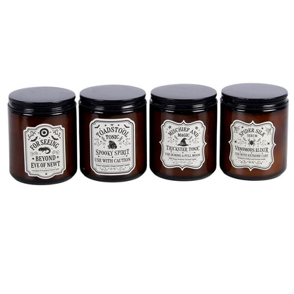 Set of 4 Witch's Apothecary Amber Jar Candles