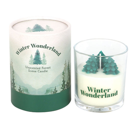 Unscented Winter Wonderland Candle with Tree Scene