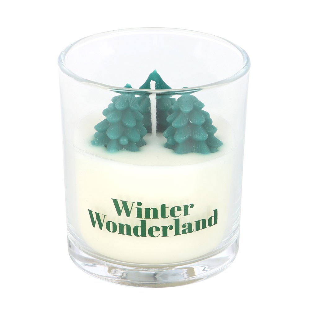 Unscented Winter Wonderland Candle with Tree Scene