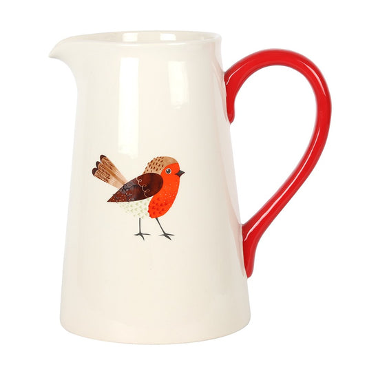 Ceramic Robin Design Flower Jug Vase (H24 cm)