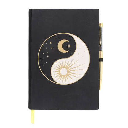 Yin Yang Velvet Journal with Black Obsidian Chip Pen