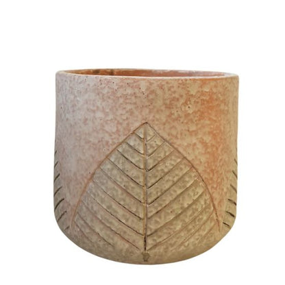 Ceramic Embossed Leaf Plant Pot