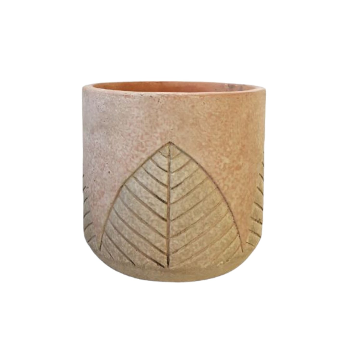 Ceramic Embossed Leaf Plant Pot