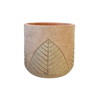 Ceramic Embossed Leaf Plant Pot