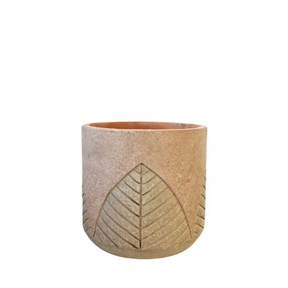 Ceramic Embossed Leaf Plant Pot