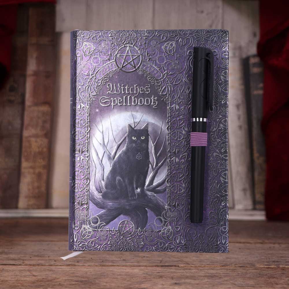 Embossed Black Cat Witches Spell Book  A5 Journal with Pen