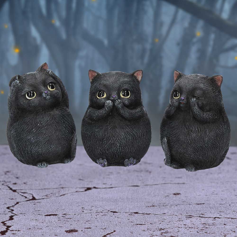 Three Wise Fat Cat Figurines 8.5cm