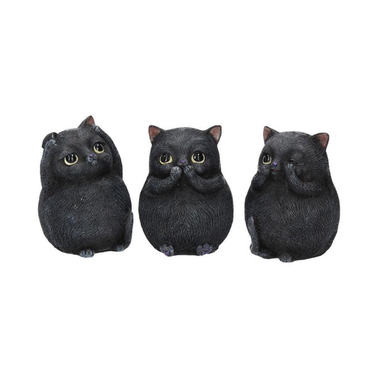 Three Wise Fat Cat Figurines 8.5cm