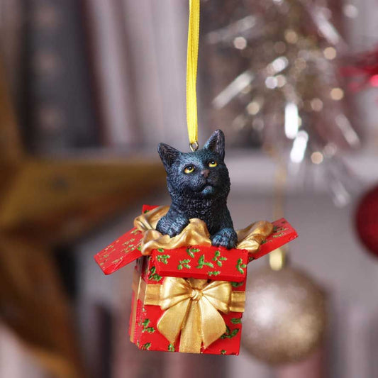 Lisa Parker Present Cat Hanging Ornament 9cm