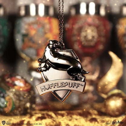 Harry Potter Hufflepuff Crest Silver Weighted Hanging Ornament 6cm