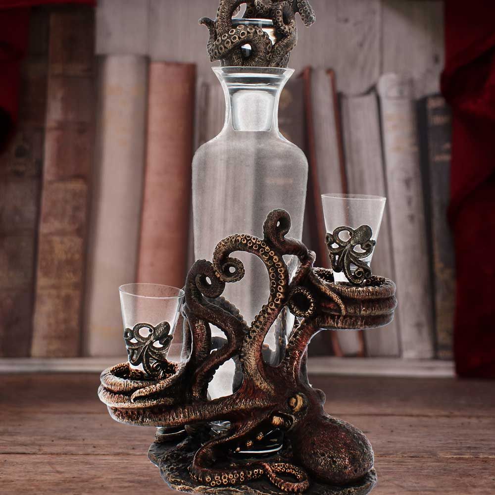 Tentacle Temptation Octopus Squid Bottle and Shot Glass Holder