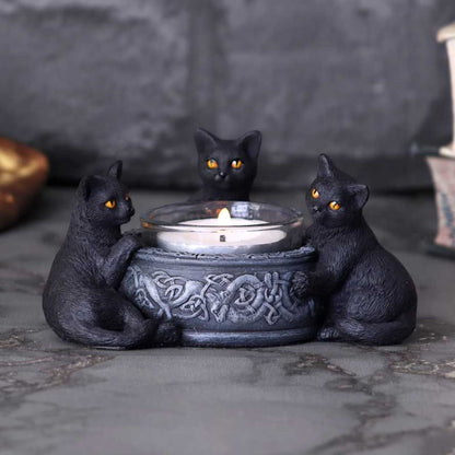 Familiar Trio Cat Tea Light Holder 10cm