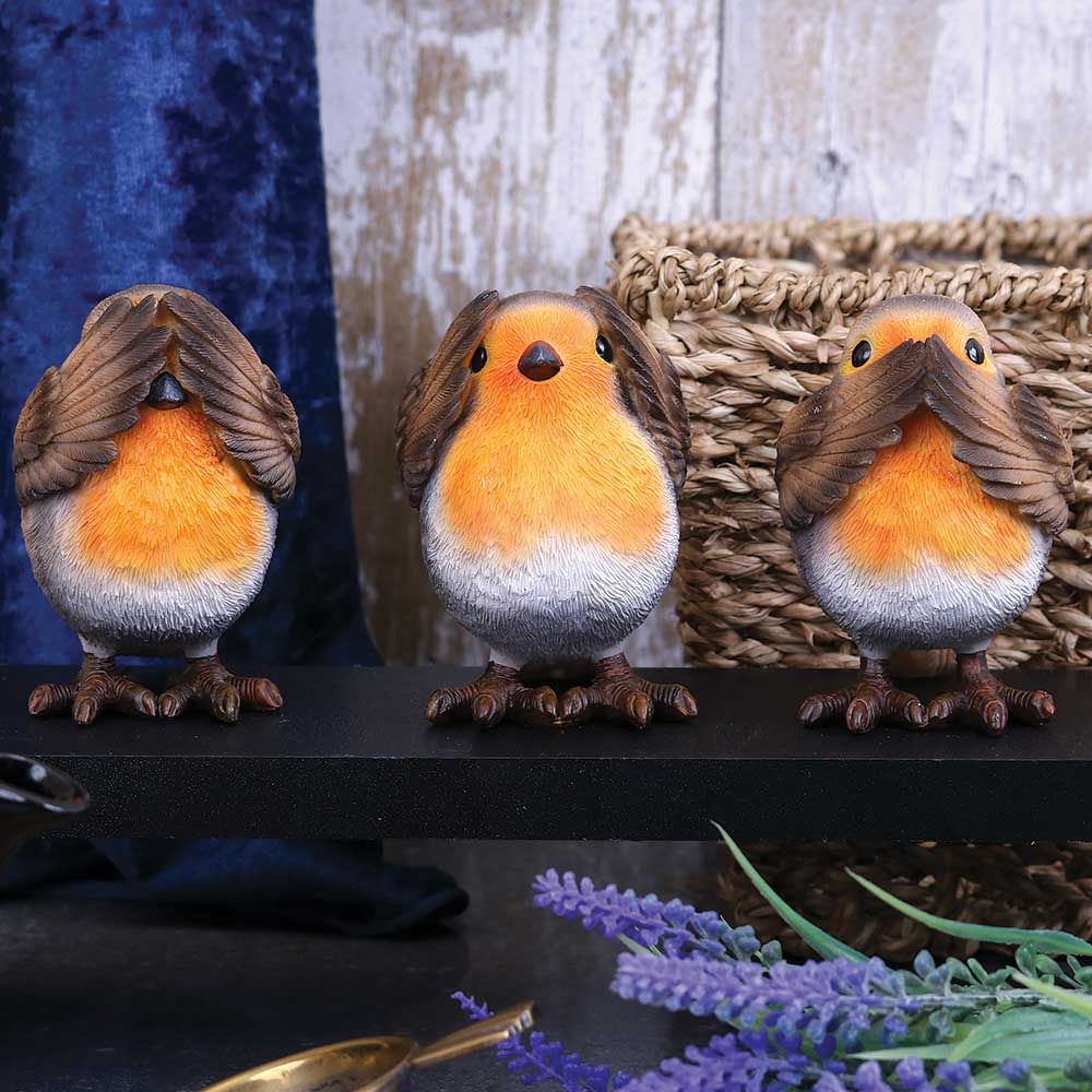 Three Wise Robin Figurines - 8cm