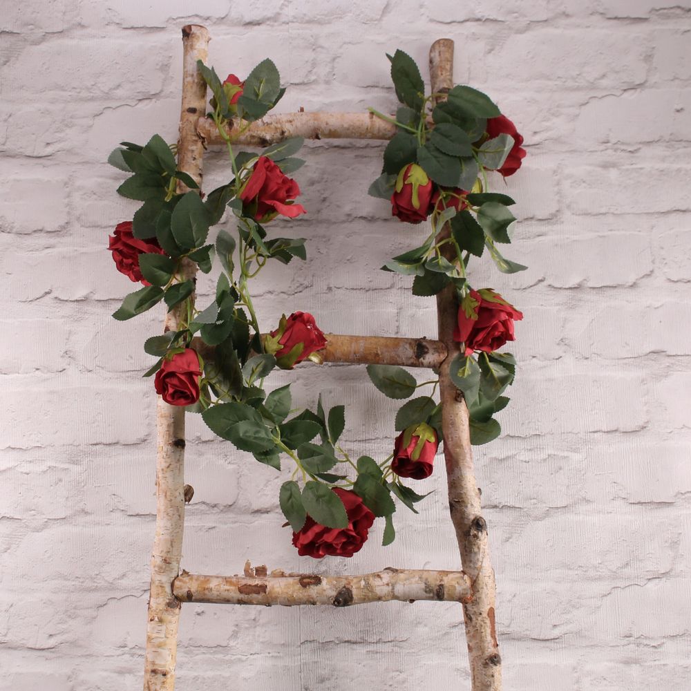 Artificial Silk Rose Garland - Red