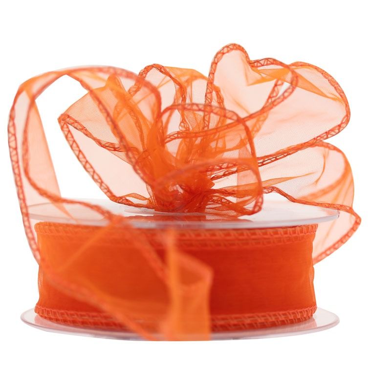 Wired Chiffon Ribbon Orange - 30mm