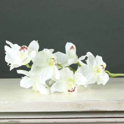 Artificial Silk Cymbidium Orchid Stem 78 cm - White