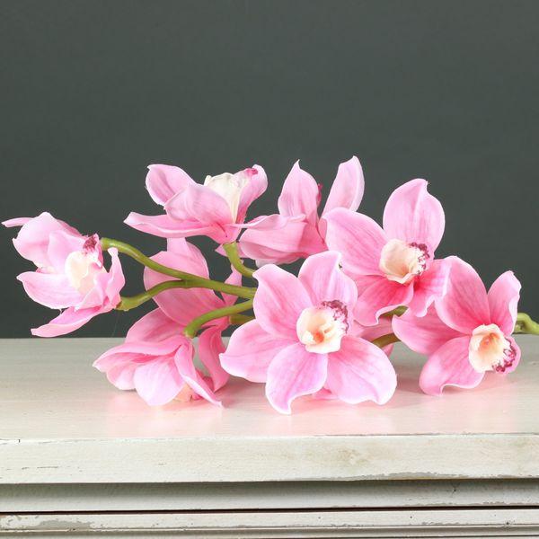 Artificial Silk Cymbidium Orchid Stem 78 cm - Pink