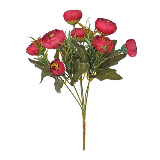 Artificial Silk Ranunculus Bush 31cm - Burgundy