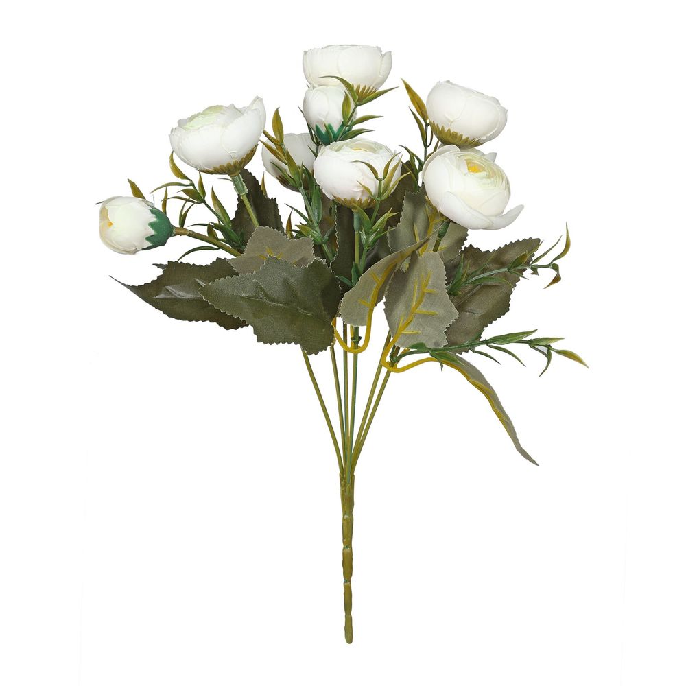 Artificial Silk Ranunculus Bush 31cm - Ivory