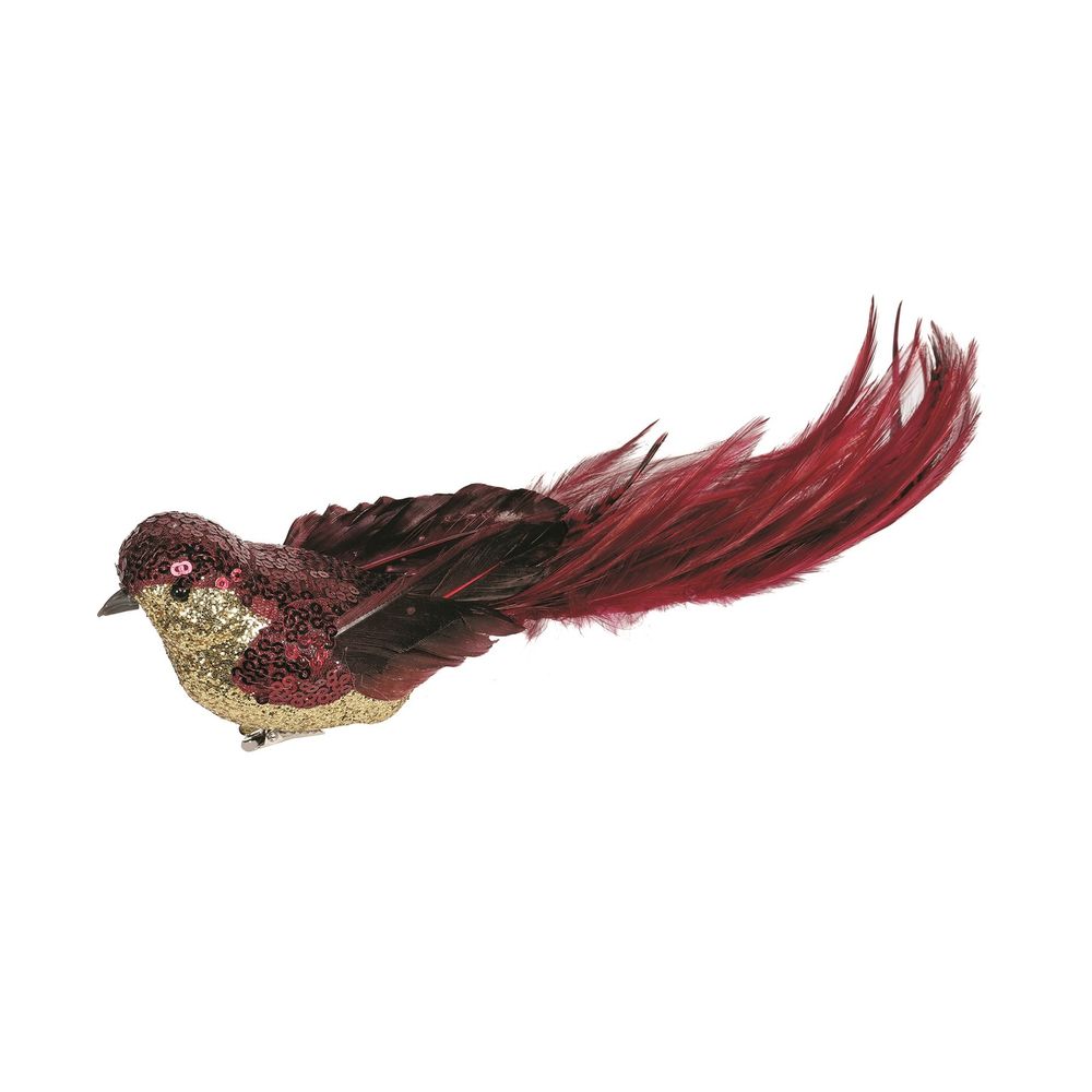 Burgundy & Gold Glitter & Sequin Bird