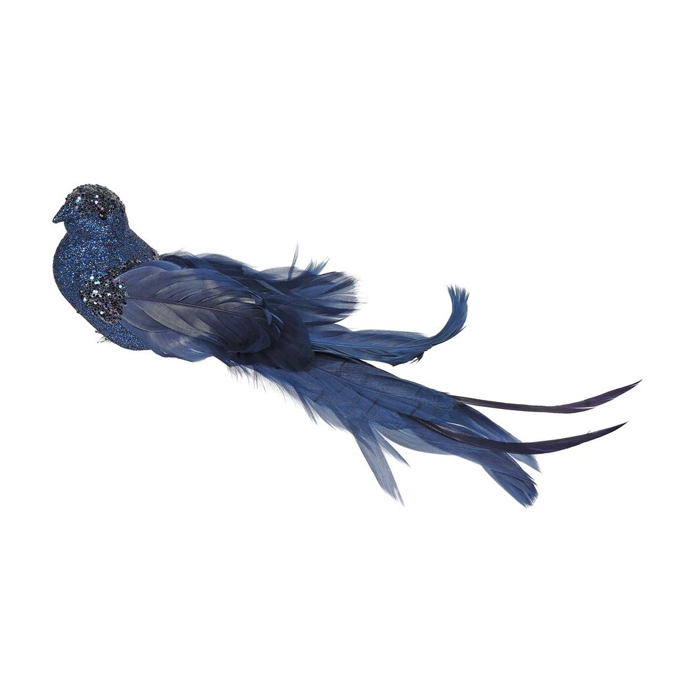 Navy Blue Glitter Bird With Clip