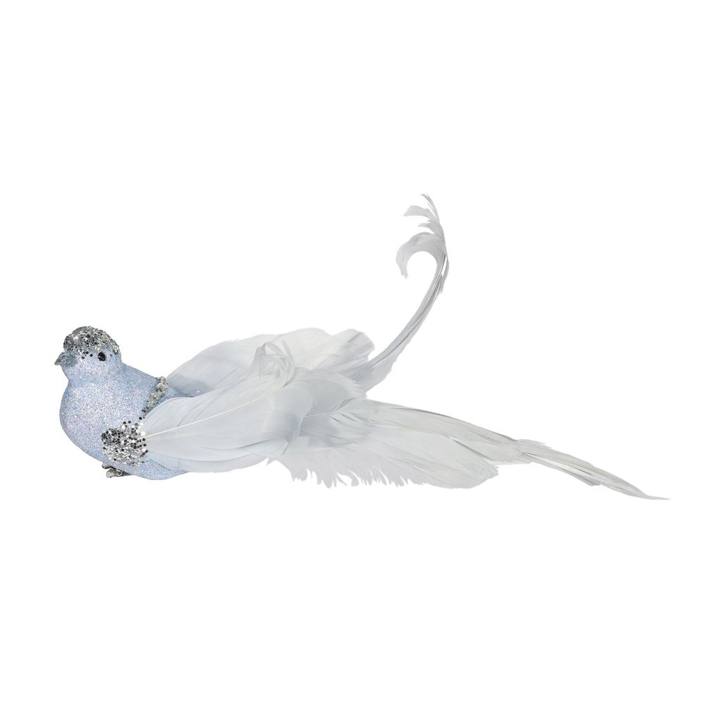 Silver Glitter Bird With Clip