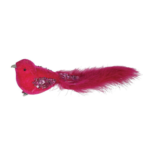 Pink Velvet Bird with Clip