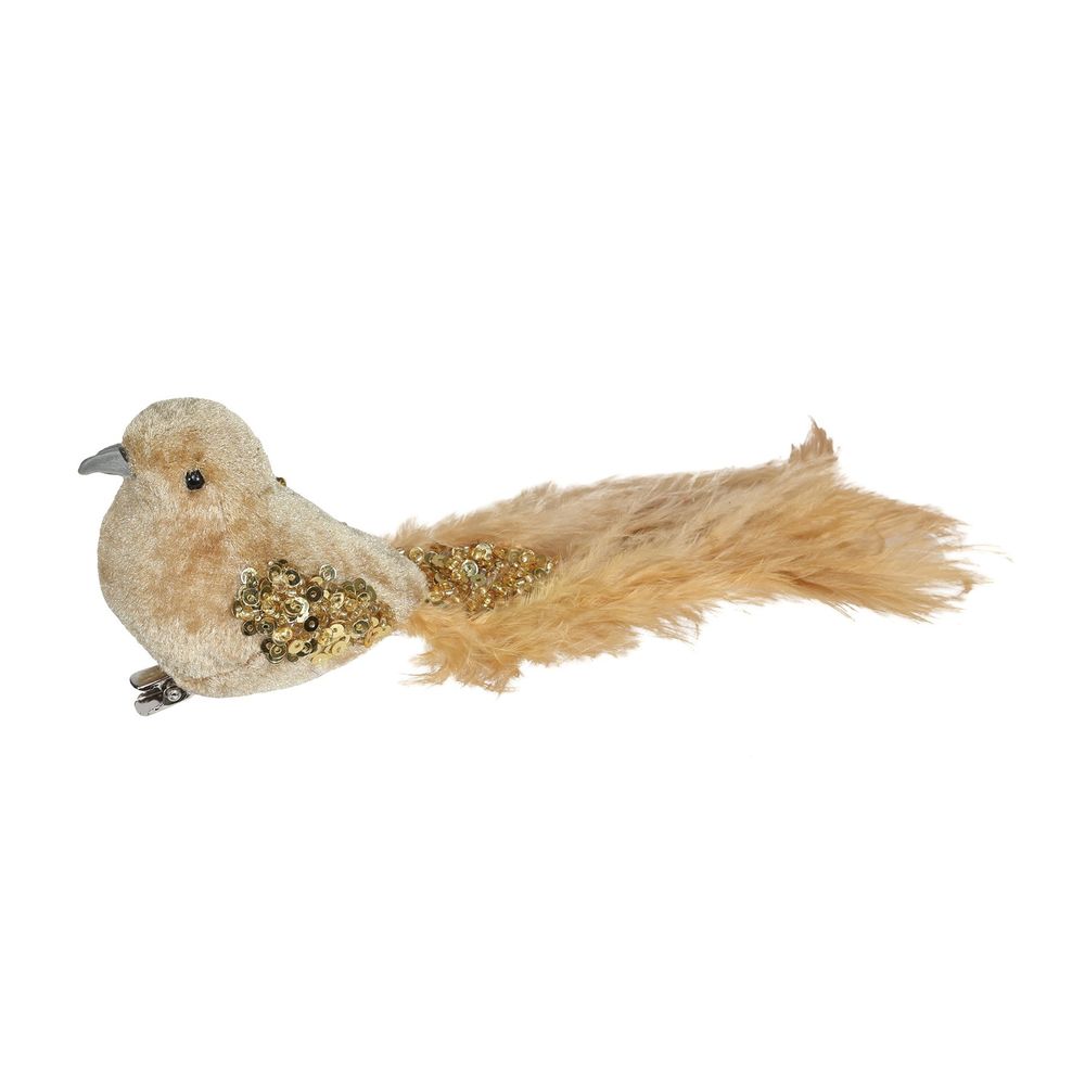 Gold Velvet Bird with Clip