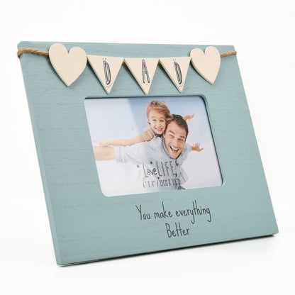 Dad Photo Frame with Heart Bunting