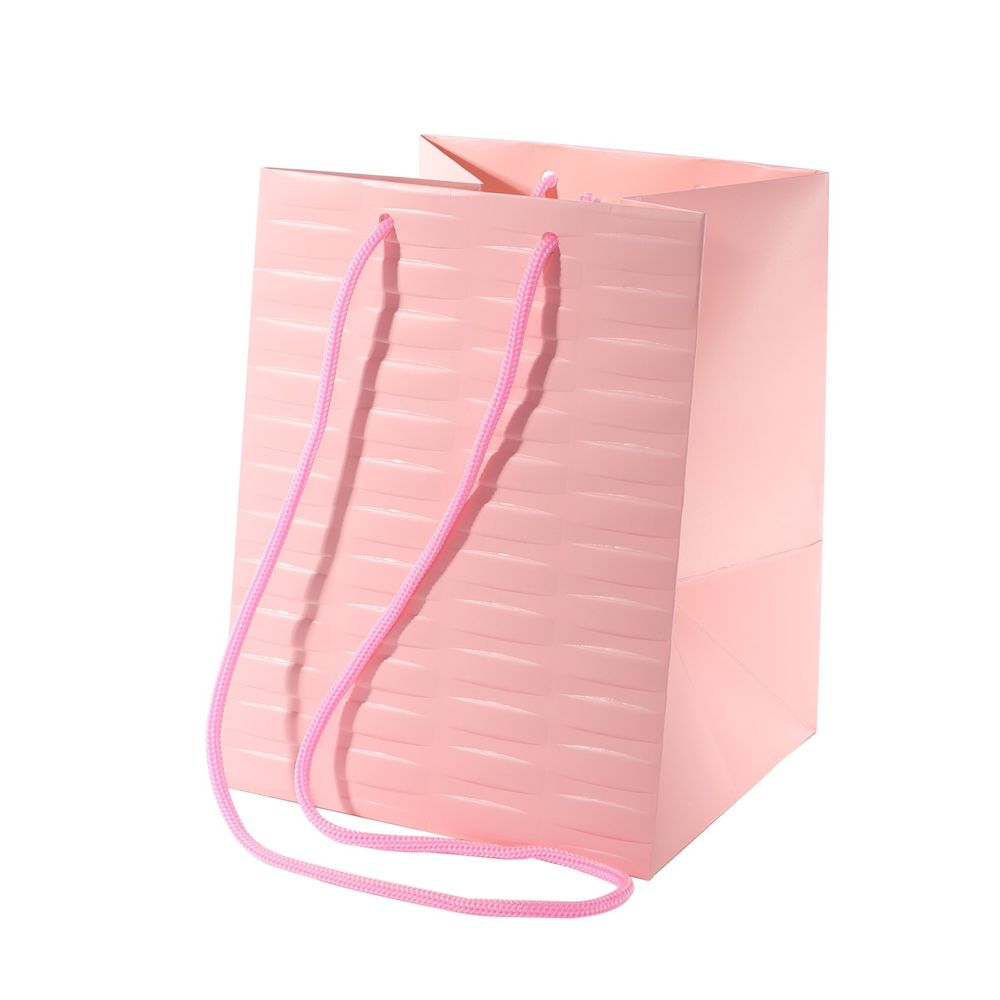 Pink Woven Textured Hand Tie Gift Bag